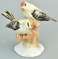 Aquincumi madár pár, kézzel festett, jelzett, sérült, m: 10 cm