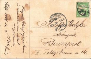 1907 Újévi üdvözlet malac akrobatákkal / New Year greeting with pig acrobats. litho (fl)