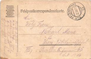 1915 Feldpostkarte / Első világháborús katonai tábori posta, üdvözlet. Kézzel rajzolt / WWI k.u.k. (...