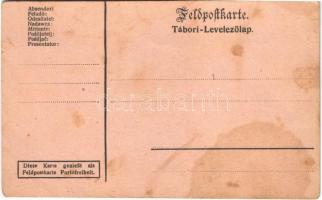 Bei Gorlize: Attilleriefeuer. Feldpostkarte / Első világháborús katonai tábori posta, üdvözlet. Kézz...