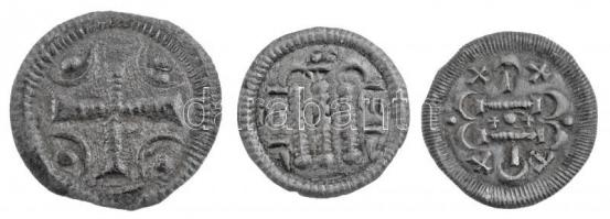 1131-1141. Denár Ag "II. Béla" (3xklf) (0,20g, 0,28g, 0,37g) T:1-2 patina / Hungary 1131-1141. Denár Ag "II. Béla" (3xdiff) (0,20g, 0,28g, 0,37g) C:UNC-XF patina Huszár: 54., 82., 99., Unger I.: 50., 51., 52.