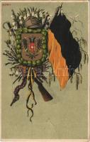 1917 Habsburg Monarchia zászlója és címere / Flag and coat of arm of the Habsburg Monarchy. V.B. & O.L. 8794. litho