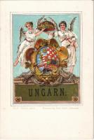 (Vorläufer) Koenigreich: Ungarn. / Magyar királyi címer / The Kingdom of Hungary, coat of arms. Kunstverlag Paul Kohl No. 9. litho