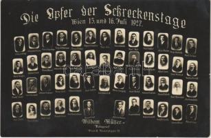 1927 Wien, Vienna, Bécs; Die Opfer der Schreckenstage. Wilhelm Müller Fotograf (Wiener Justizpalastbrand) / The victims of the July Revolt of 1927. photo (EK)
