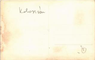 1940 Kolozsvár, Cluj; bevonulás, Eviva Mussolini, Hitler, Horthy és Mussolini arcképe Scherg üzlete ...