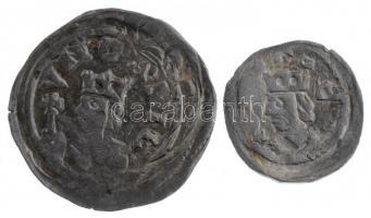 1235-1270. Denar Ag IV. Béla (0,51g) + 1235-1270. Obulus Ag IV. Béla (0,19g) T:2 / Hungary 1235-1270. Denar Ag Bela IV (0,51g) + 1235-1270. Obulus Ag Bela IV (0,19g) C:XF Huszár: 328., 330., Unger I.: 241., 242.