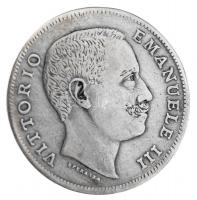 Olaszország 1901R 1L Ag III. Viktor Emanuel T:2,2- / Italy 1901R 1 Lira Ag Vittorio Emanuele III C:XF,VF Krause KM#32