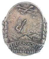Osztrák-Magyar Monarchia 1916. Flieger-Korps Weltkrieg 1914-1916 ezüstözött fém jelvény (38x31mm) T:2 / Austro-Hungarian Monarchy 1916. Flieger-Korps Weltkrieg 1914-1916 silver plated metal badge (38x31mm) C:XF