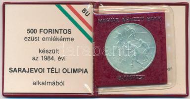 1984. 500Ft Ag &quot;Sarajevoi Téli Olimpia&quot; eredeti tokban, tanúsítvánnyal T:BU patina Adamo EM76