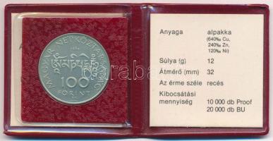1984. 100Ft alpakka "Kőrösi Csoma Sándor" eredeti tokban, tanúsítvánnyal T:1 (eredetileg P...