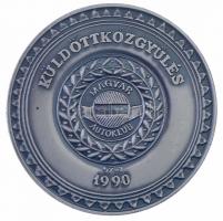 Kiss György (1943-) 1989. "Szent Kristóf / Magyar Autóklub" ezüstözött fém emlékérem (42,5...
