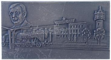 ~1970-1980. Landler Jenő Jármű Javító Üzem egyoldalas, ezüstpatinázott fém plakett (54x100mm) T:2