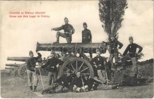1909 Örkény-Tábor, katonai üdvözlet ágyún pózolva