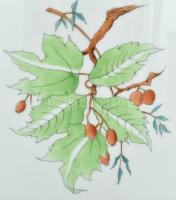 Herendi hecsedli mintás kaspó, m: 20 cm. Jelzett, másodosztály, kézzel festett, kopott