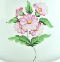 Herendi kosfejes virágmintás kaspó, m: 16 cm. Jelzett, másodosztály, kézzel festett, kopott