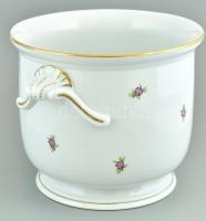 Herendi virágmintás kaspó, m: 20 cm. Jelzett, másodosztály, kézzel festett, kopott