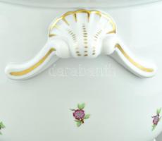 Herendi virágmintás kaspó, m: 20 cm. Jelzett, másodosztály, kézzel festett, kopott