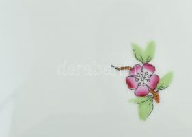 Herendi virágmintás kaspó, m: 20 cm. Jelzett, másodosztály, kézzel festett, kopott