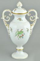 Herendi hecsedli mintás fedeles váza. Apró kopásokkal, kézzel festett porcelán. Jelzett, m: 36 cm.