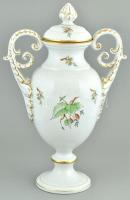 Herendi hecsedli mintás fedeles váza. Apró kopásokkal, kézzel festett porcelán. Jelzett, m: 36 cm