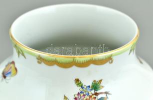 Herendi Viktória mintás váza. Kézzel festett porcelán, jelzett, kopott, m: 15 cm