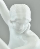 2 db Herendi táncosnő. Festetlen mázas fehér porcelán, tervező: Lux Elek. Jelzett, apró gyári hibákk...