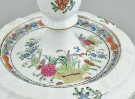 Herendi fleur de Indes mintás gyertyatartó, négyágú. Kézzel festett porcelán, jelzett, apró kopásokk...
