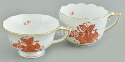 Herendi Apponyi mintás mokkáscsészék vegyesen. 5 db csésze, 6 db csészealj. Kézzel festett porcelán....