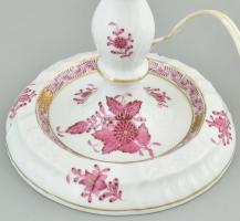 Herendi Apponyi mintás gyertyatartó átalakítva lámpává. Kézzel festett porcelán, jelzett, m: 15 cm