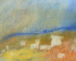 Egry József jelzéssel: Táj. Pasztell, papír. 30x42,5 cm. Üvegezett fa keretben