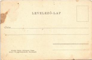 Kecskemét, Kossuth tér, Városháza, Szentháromság szobor, Gyenes üzlete. Kiadja Fekete (Schwartz) Som...