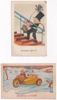 4 db RÉGI motívum képeslap: újévi üdvözlőlapok malaccal / 4 pre-1945 motive postcards: New Year greeting cards with pigs