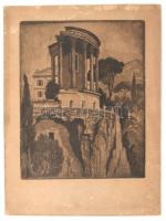 Conrad Gyula (1877-1959): Tivoli. Rézkarc, papír, jelzett, sérült, foltos, 30×24 cm