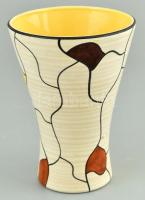 Retró váza, színesen festett kerámia, jelzett, kopott, m: 15 cm