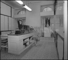 1981 Budapest, VII. ker., Dob u. 80. sz. alatt levő gyógyszertár külső és belső felvételei, 9 db pro...