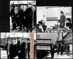 1974 Budapest, Fock Jenő miniszterelnök látogatása a Metró Vállalatnál, 7 db vintage fotó Karai Sándor pecsétjével, 13x18 cm
