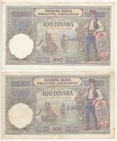 Jugoszlávia 1929. 100D (2x) "I. Sándor" vízjel T:III
Yugoslavia 1929. 100 Dinara (2x) wit...