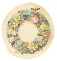 Weninger Ida (?1860-1883?): Virágok, 1873, Pest. Akvarell, papír, jelzett, foltos, 32x32 cm