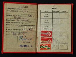1948 MKP tagkönyv benne Rákosi Mátyás bélyegezett aláírásával