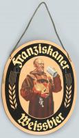 Franziskaner Weissbier német sörös tábla, műanyag, falra akasztható, kisebb kopásnyomokkal, 32x27 cm