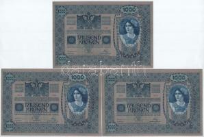 1902. 1000K (9x) sorszámkövetők "43991 - 43999", piros "Deutschösterreich" felül...