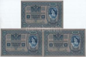 1902. 1000K (9x) sorszámkövetők "43991 - 43999", piros "Deutschösterreich" felül...