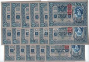 1902. 1000K (17x) sorszámkövetők "43973 - 43989", piros "Deutschösterreich" felü...