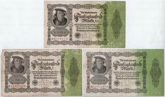 Németország / Weimari Köztársaság 1922. 50.000M (5x) T:III,III- Germany / Weimar Republic 1922. 50.000 Mark (5x) C:F,VG