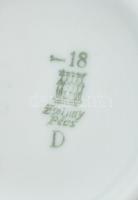 Zsolnay teáscsésze, 6 db, matricás porcelán, jelzett, kopott, apró lepattanásokkal. d: 14 cm, m: 5 c...