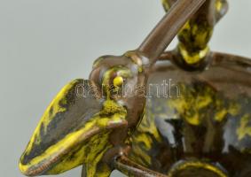 GNV Gorka jelzéssel: Madaras kínáló tál. Mázas kerámia, hibátlan, m: 22 cm