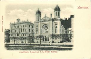 Marianske Lazne, Marienbad; Israelitischer Tempel und K.k. Militär Kurhaus / synagogue and military spa. Judaica