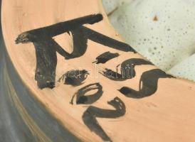 Kiss Roóz Ilona (1920-2010): Kórus, fali, mázas kerámia, kézzel festett, jelzett, hibátlan, d:27 cm