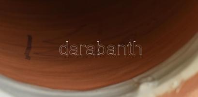 Kiss Roóz Ilona (1920-2010): Hasas asszony, mázas kerámia, kézzel festett, jelzett, hibátlan, m:37 c...