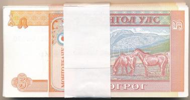 Mongólia 1993. 5T (100x) sérült kötegelővel, sorszámkövetők T:I,I- Mongolia 1993. 5 Tögrög (100x) wi...